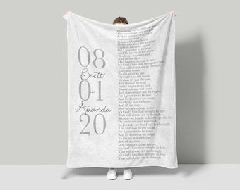 Song Lyric Blanket Wedding Gift Anniversary Gift Personalized Throw Blanket for Couple Anniversary Gift for Wife Second Anniversary Gift