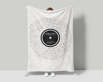 Custom Vinyl Record Blanket Valentines Gift Custom Song Lyrics Wedding Song Lyrics Art First Dance Song Gift for Him Gift for Wife