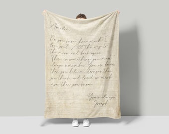 Love Letter Blanket Handwriting Letter Blanket Personalized Gift for Mom Mothers day Gift Anniversary Engagement Wedding For Dad Grandparent