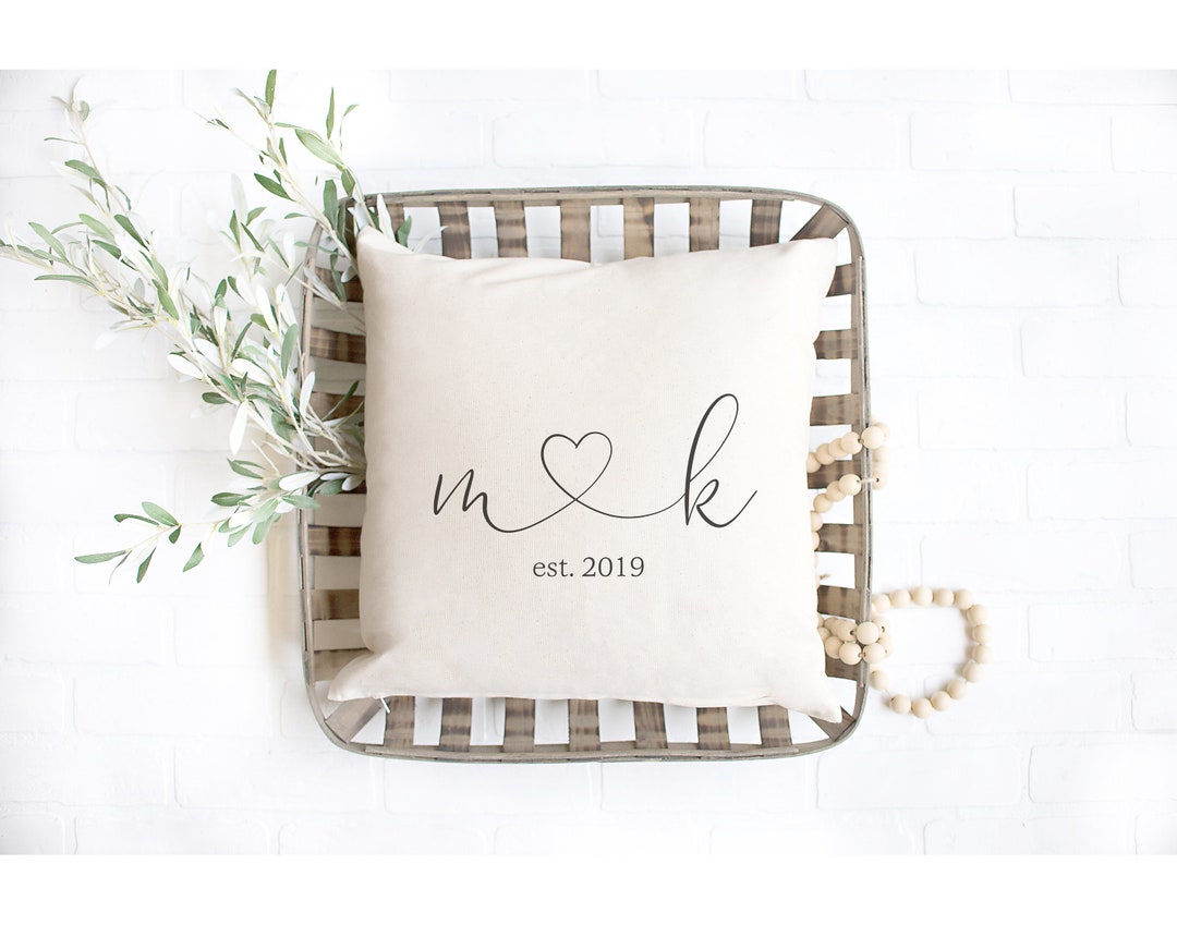 Personalized Wedding Gift Pillow, 2nd Anniversary Gift, Cotton