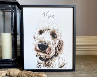 Watercolor Pet Painting Printed on Wood, Pet Portrait On Wood, Custom Dog Portrait, Custom Pet Portrait, Dog Art Pet Gift, Dog Memorial Gift