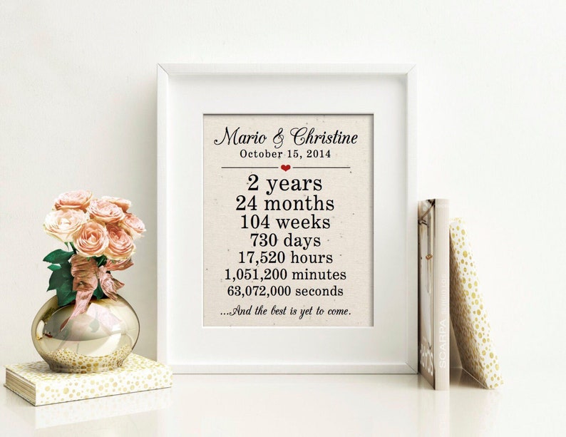 2 Years Together Cotton Anniversary Print 2nd Anniversary