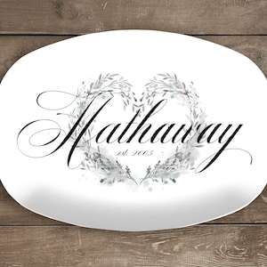 Personalized Family Name Serving Platter Watercolor Details | Custom Wedding Gift | Bridal Shower, House Warming or Anniversary Gift Ideas