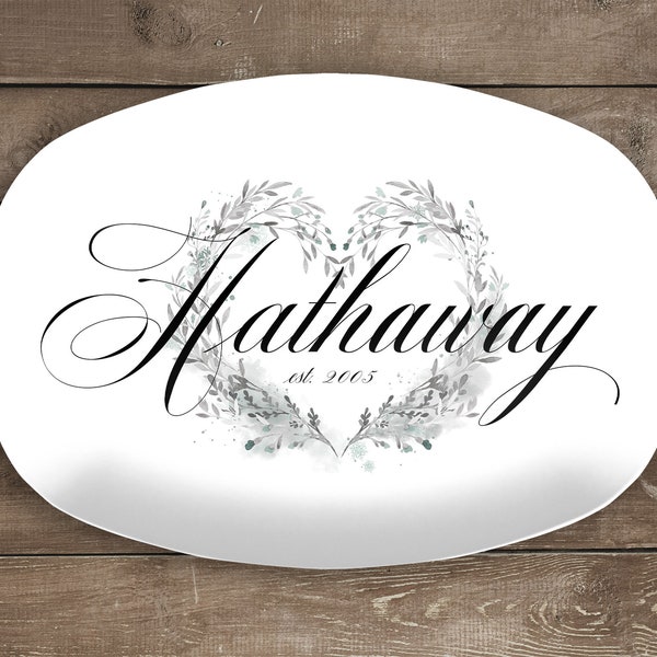 Personalized Family Name Serving Platter Watercolor Details | Custom Wedding Gift | Bridal Shower, House Warming or Anniversary Gift Ideas