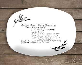 Handwritten Recipe Gift, Recipe Card to Platter, Family Recipe Keepsake, Recipe Platter, Custom Mother's Day Gift, Memorial Gift Idea