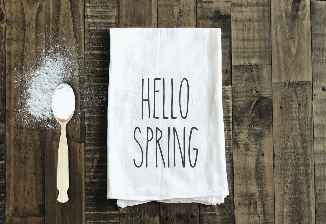 Hello Spring Flour Sack Tea Towels, Spring Decor, Kitchen Decor, Trendy ...