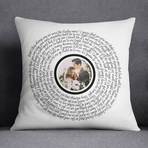 Vinyl Record Song Lyrics Pillow, 2nd Cotton 4th, 12th Linen Anniversary Gift for Husband Gift for Him, Wedding Gift Husband, Wedding Gift