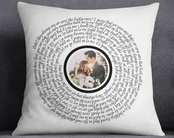 Vinyl Record Song Lyrics Pillow, 2nd Cotton 4th, 12th Linen Anniversary Gift for Husband Gift for Him, Wedding Gift Husband, Wedding Gift