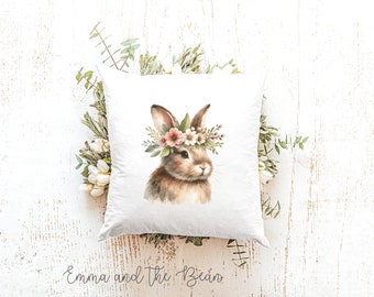 Watercolor Spring Bunny Pillow, Easter Decor, Bunny Pillow Cover, Easter Pillow Cover, Welcome Pillow, Pillow cover, Spring Pillow
