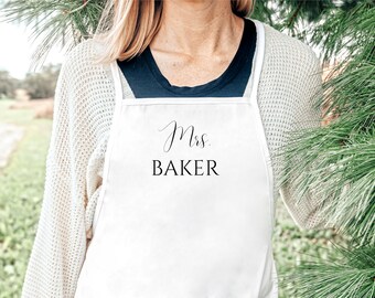 Bride Custom Apron- Mrs Apron- Kitchen Bridal Shower Gift Idea- Personalized Custom White Apron for Bride to be Future Mrs Wifey Wedding