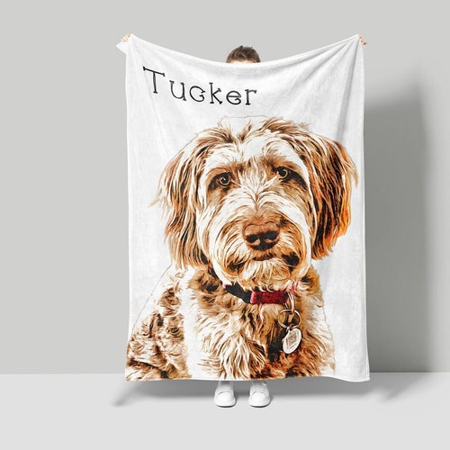 Custom Pet Portrait Blanket Personalized Dog Photo Throw Etsy