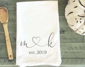 Personalized Dish Towel - Family Name Kitchen Towel - Established Year - Custom Tea Towel - Kitchen Decor - New Couple Gift - Wedding Gift