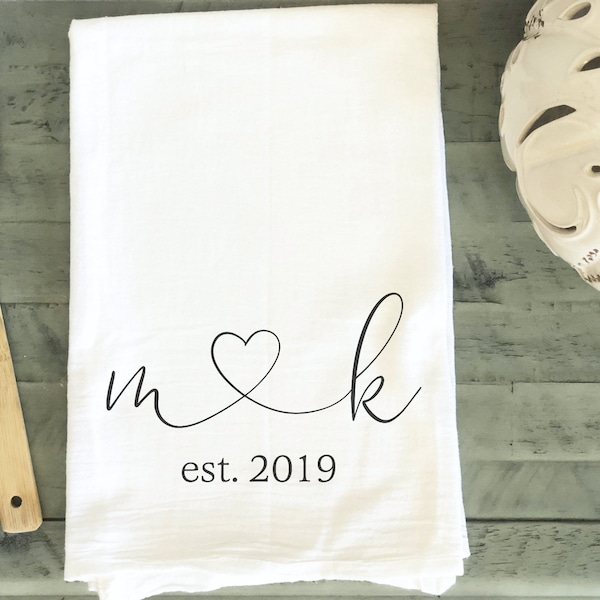 Personalized Dish Towel - Family Name Kitchen Towel - Established Year - Custom Tea Towel - Kitchen Decor - New Couple Gift - Wedding Gift