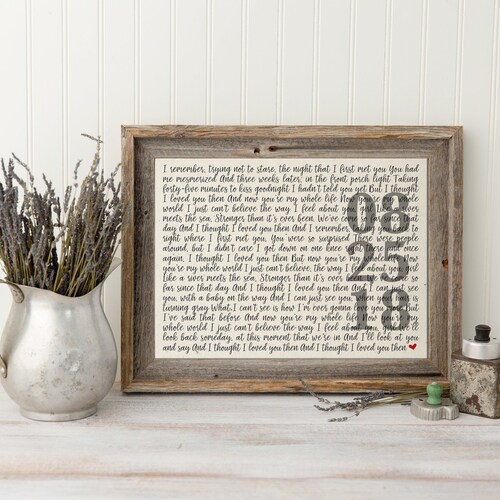 Wedding Song Lyric Framed Canvas Anniversary Gift Custom Song Etsy