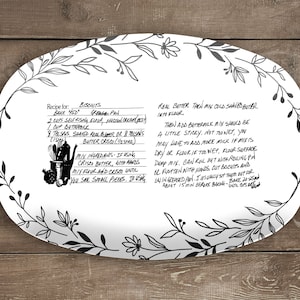 Handwritten Recipe Dinner Plate, Your Family Recipe in Handwriting Transferred to a Keepsake Serving Platter, Mother's Day or Birthday Gift