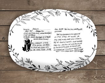 Handwritten Recipe Dinner Plate, Your Family Recipe in Handwriting Transferred to a Keepsake Serving Platter, Mother's Day or Birthday Gift