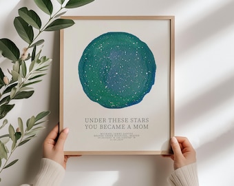 Custom Star Map Mother's Day Gift - The Day You Became My Mom New Mom Gift - Night Sky Art Print Personalized Mother Daughter Gift