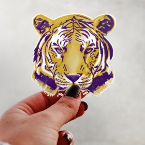 Purple and Yellow Gold Tiger- Game Day - Louisiana - Baton Rogue - Football - Stickers