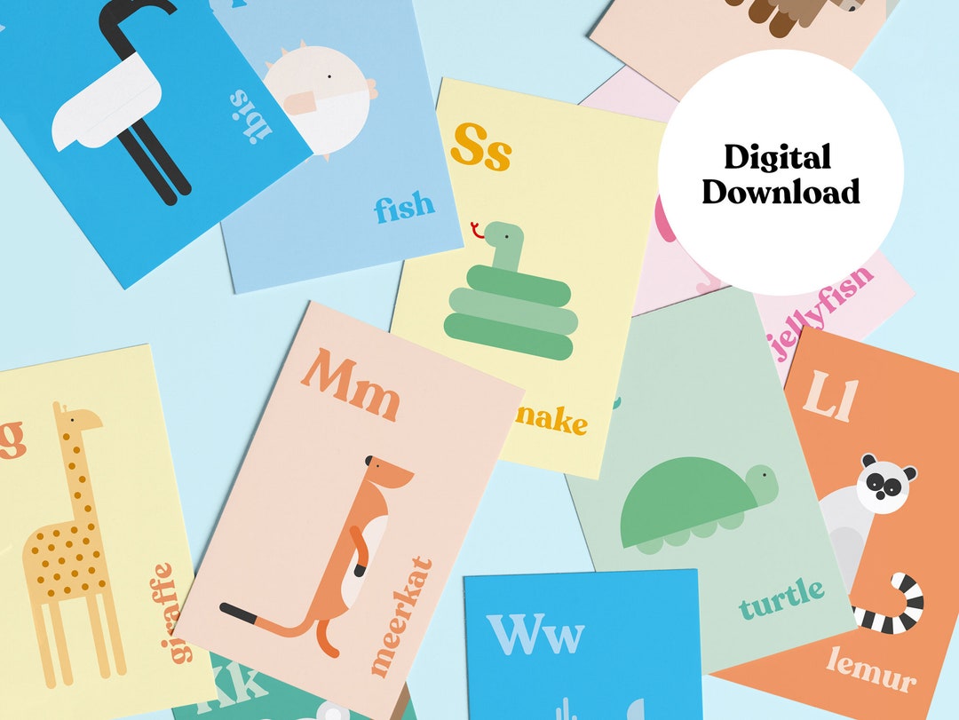 Animal Alphabet Flash Cards ABC Animal Flash Cards Print at Home