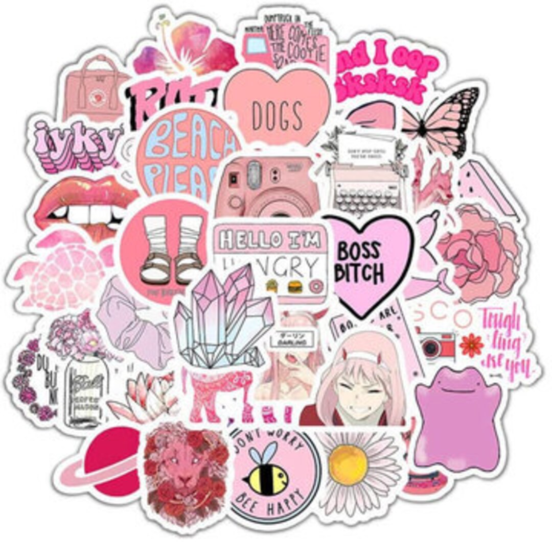 Cute Pink VSCO Stickers Pack Random Stickers Set Waterproof - Etsy