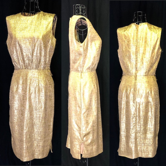 1960s Gold Cocktail New Years Dress in Size 4 Smal