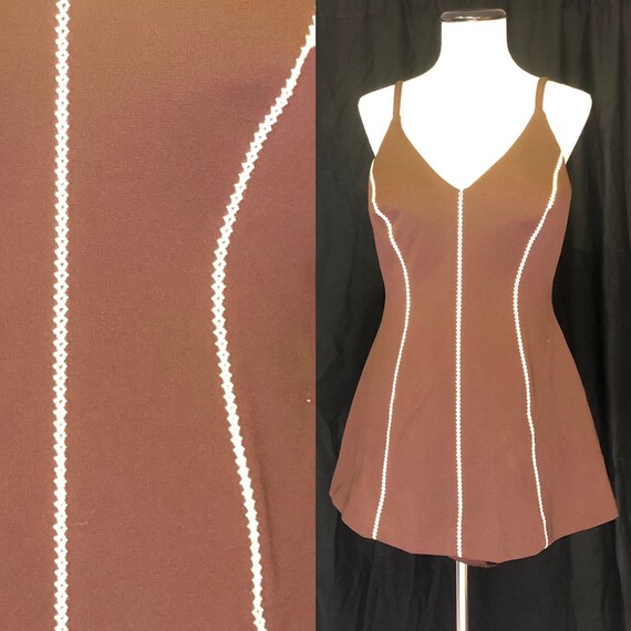 1970s Cole of California Brown Swimsuit in Size 8