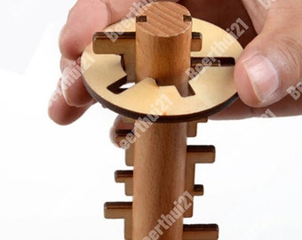 Wooden Puzzle Key, Brain Teaser Puzzle, Classical Funny Kong Ming Lock Toys, Educational Toy For Kid Best Christmas Gift