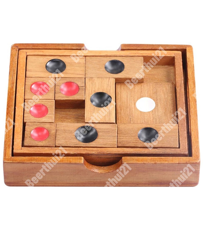 Setting Sun Puzzle Wooden Klotski Sliding Block Puzzle Brain Etsy