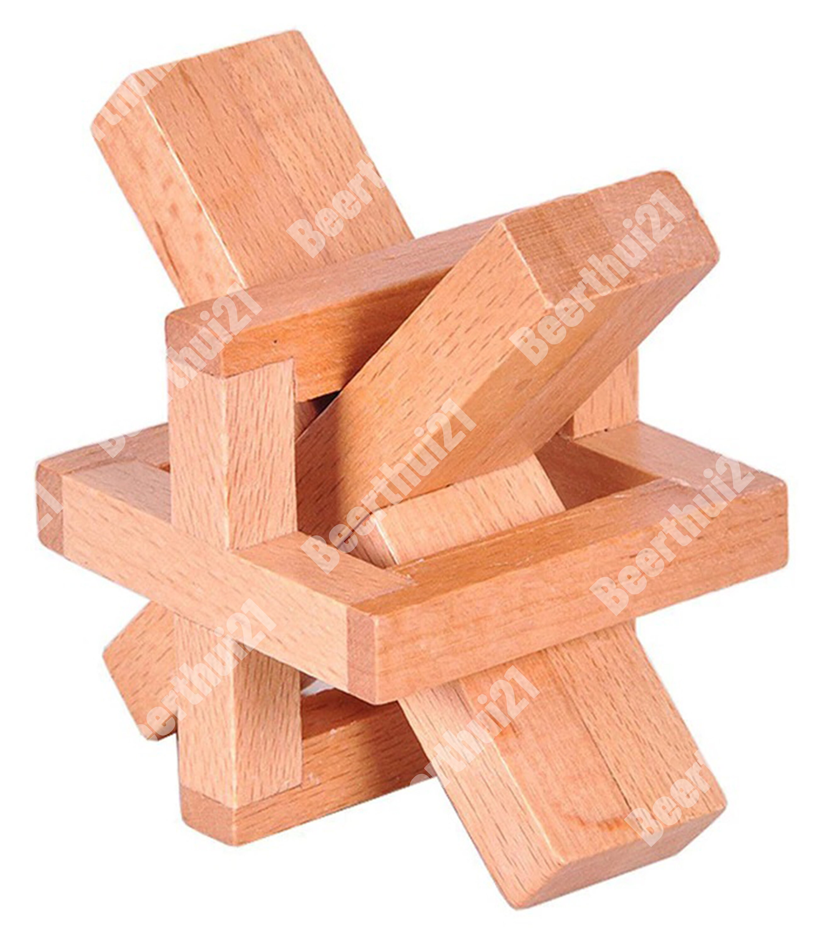 Wooden Siege Lock the Perplexing X in A Box Logic Puzzle Burr Puzzle