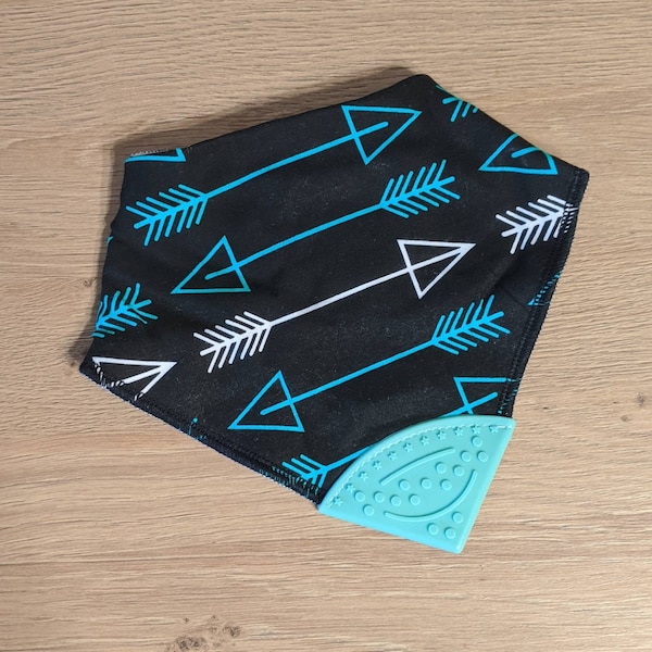 Arrow Print Baby Bib with Silicone Teether, Green OR Pink