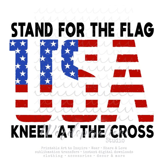 Kneel For The Cross Patriotic Necklace Stand For The Flag
