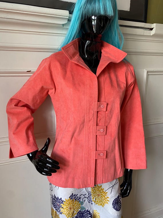 Halston, Vintage 1970s Halston Era Ultra Suede Jacket Coral Size M