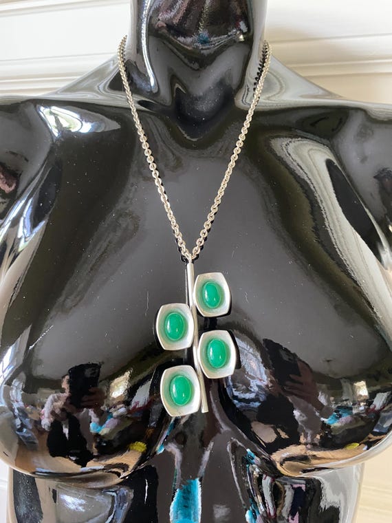 Vintage 1960s Jørgen Jensen Pewter And Green Polished… - Gem