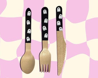 Ghosties Wooden Cutlery Set