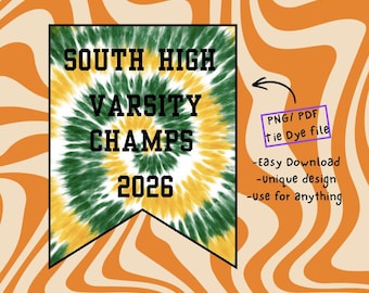 Green & Gold Tie Dye Background: School Team Colors (PDF, PNG)