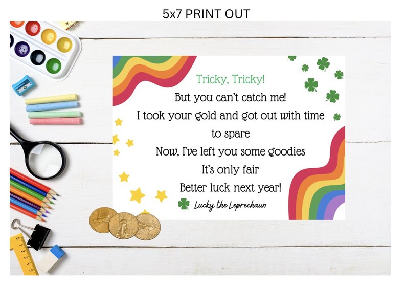 Leprechaun Letter PDF 5x7, PRINTABLE Leprechaun Note, Kids St. Patrick ...