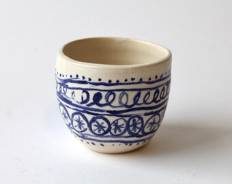 Handmade Ceramic Tumbler with cobalt decorative pattern