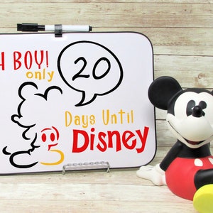 Disney Mickey Countdown Dry Erase Sign / Whiteboard, Days Oh Boy Until Disney Sign 10.5&quot; x 8.25&quot;