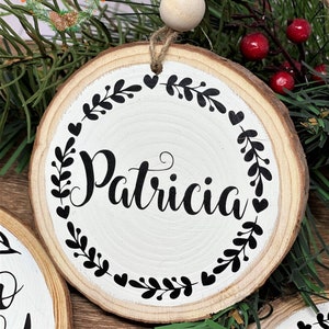Farmhouse Country Large Wood Slice Personalized Name Ornament