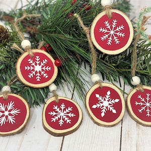 Farmhouse Country Wood Snowflake Christmas Ornament Set of 6