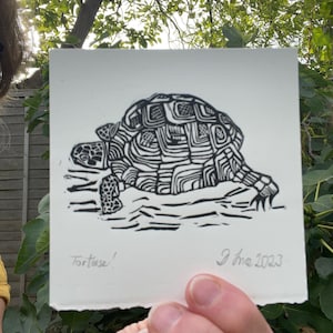 Tortoise mini lino print