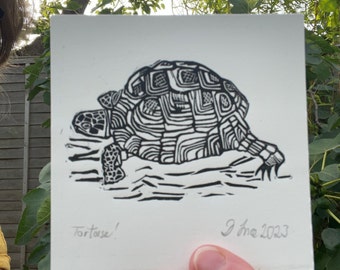 Tortoise mini lino print