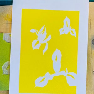 Blue Irises lino print Artist Proofs image 8