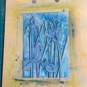 Blue Irises lino print Artist Proofs image 6