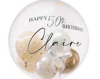 Personalised Bubble Balloon: Birthday, Baby Shower, Milestone Gift - Helium
