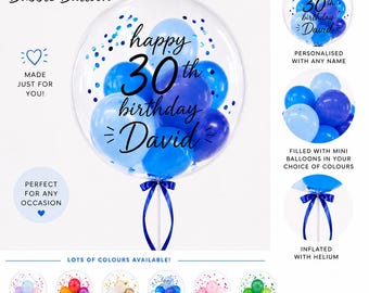 Personalised Bubble Balloon – inflated Helium Birthday Celebration