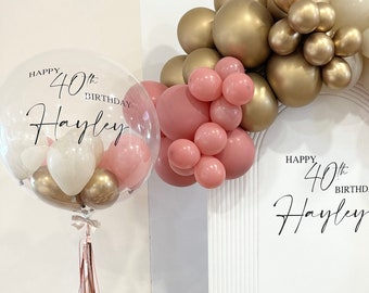 Personalised Bubble Birthday Milestone Balloon – Inflated Helium