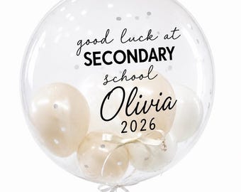 First Day secondary School personalised Balloon: Good Luck School 2026