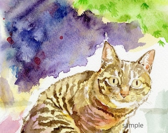 Tabby Cat under Green Leaves