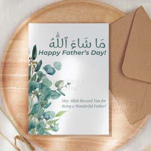 Cartão islâmico para o dia dos pais, cartões islâmicos de felicitações, faça seu próprio cartão para o dia dos pais, cartões muçulmanos de Dua, cartão MashaAllah, primeiro presente para o dia dos pais